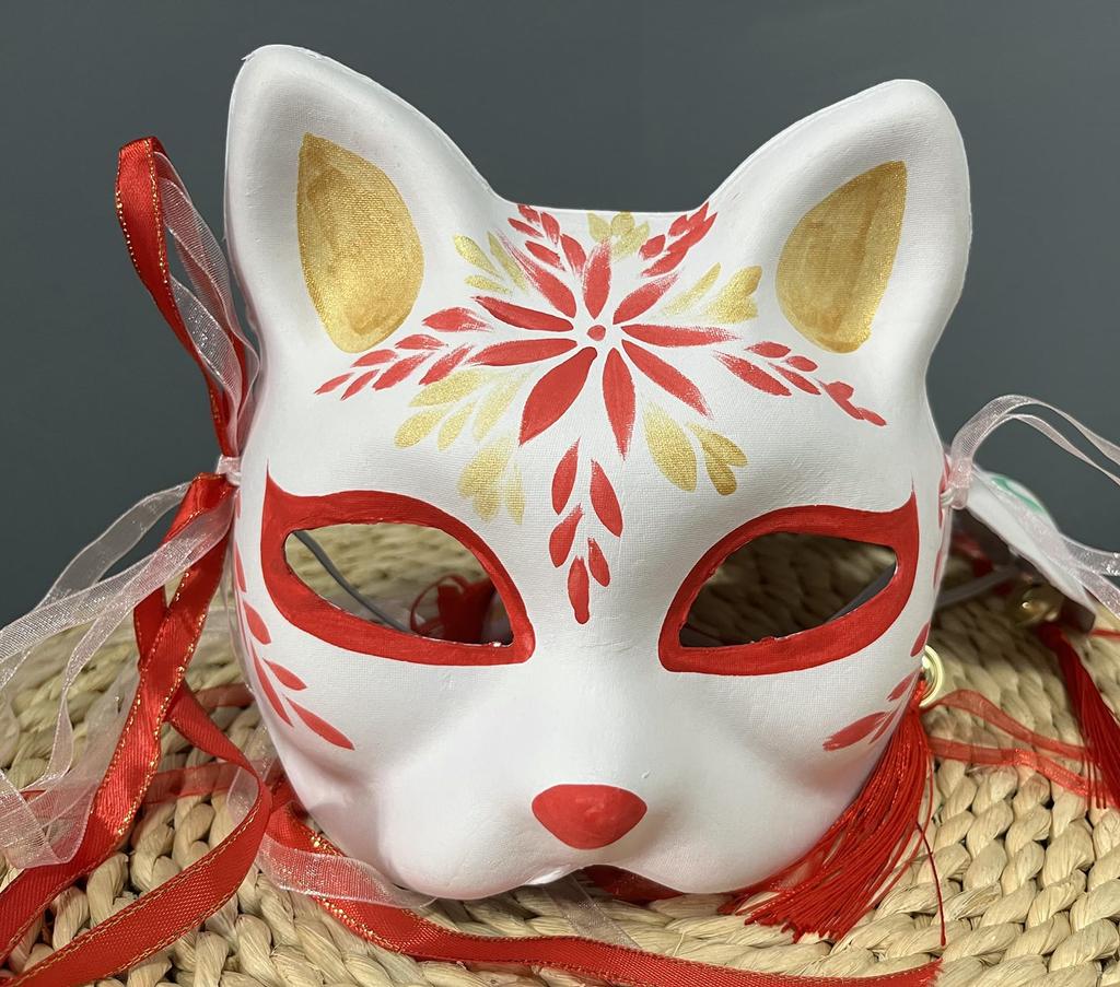 Fox Paper Pulp Set of Fox Half 2 [WEJUB] Masks, Cosplay, Couple's 2, Japanese-Style Masks, Mask, Halloween, Hand-Painted (Red, Masks)