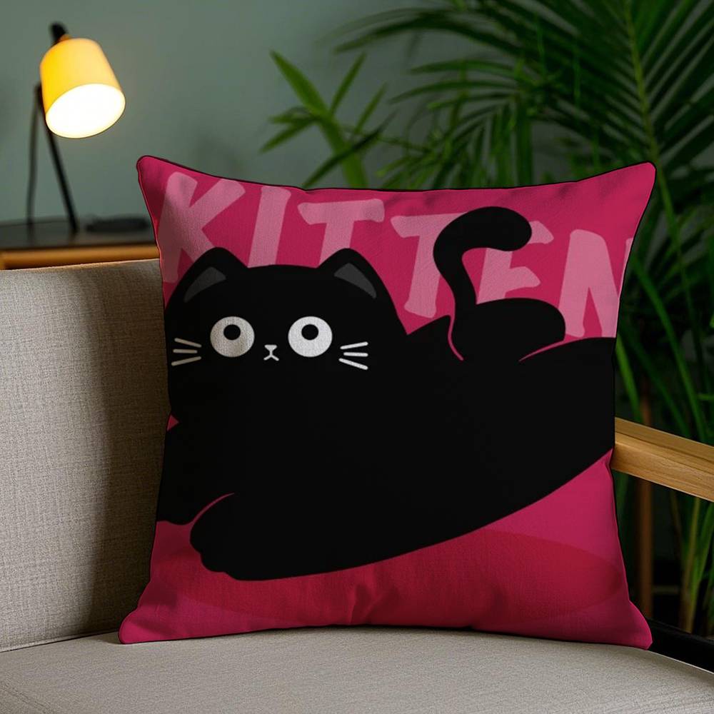 Kawaii Katze Tiere Kissenbezug Plüschstoff Weicher Kissenbezug Doppelseitiger Druck Sofakissenbezug Überwurf