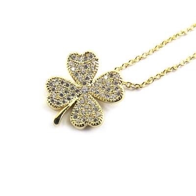 [L7071] – Vergoldete Halskette „Clover“ aus Weißgold
