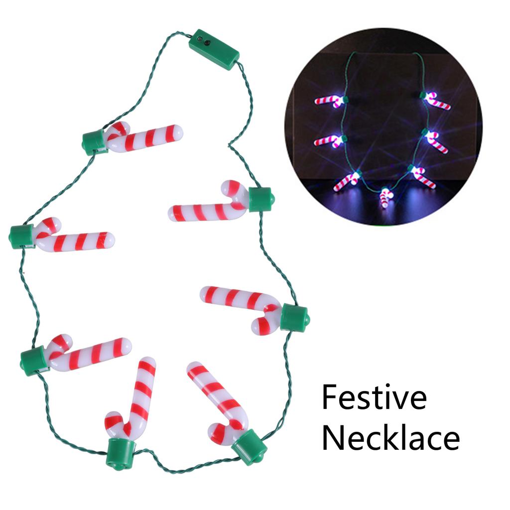 Christmas LED Light Up Crutch Bulb Necklace Pendant for Christmas Festive Holiday Party Decor