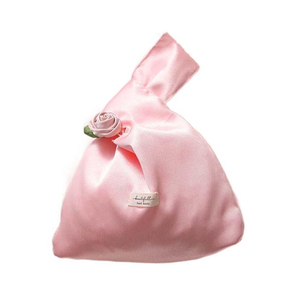 Satinros Handväska Elegant Handväska Hanfu-tillbehör Presentpåse för Godis Brud