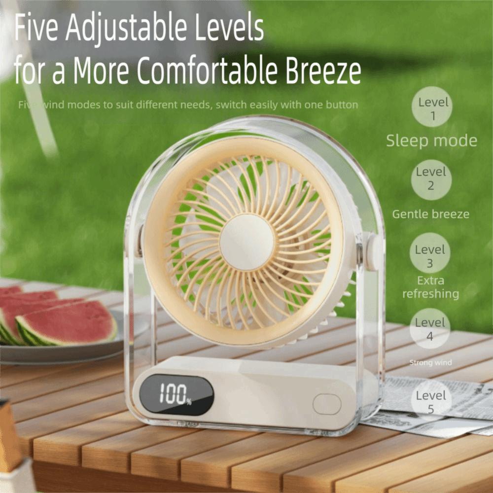 Silent USB Fan 5 Speed Mini Desk Cooling Fan Long Lasting Table Fan Home Office Use
