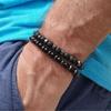 New In Frosted Black Bead Volcanic Stone Men’s Bracelet Set Double Layer Nature Stone Beaded Bracelets Gifts