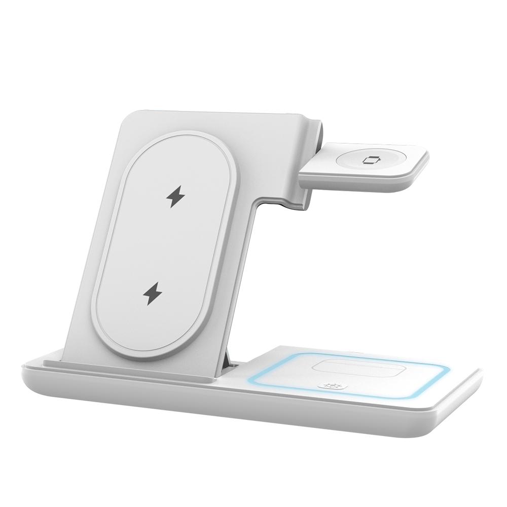 3 In 1 LED Light Foldable Wireless Charger Stand For Samsung S24 S23 Galaxy Watch 2-8 Active 1 2 Buds Pro Fast Charging Station