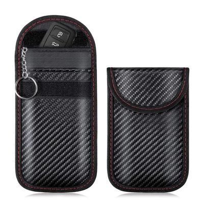 2Pcs Key Fob Faraday Bag PU Leather Signal Blocking Key Fob Protector Double-Layer Keyless RFID Blocking Bag for Car Accessories