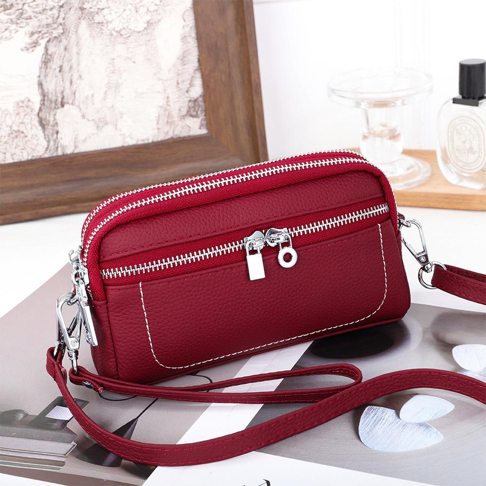 Leather casual women's clutch bag new fashion versatile multi-compartment shoulder messenger bag large capacity mobile phone bag women