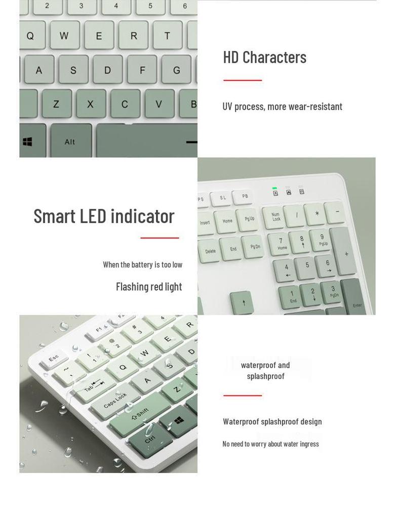 Wireless Esports Gaming Keyboard and Mouse Set - Silent for Desktop, Laptop, or Office Use