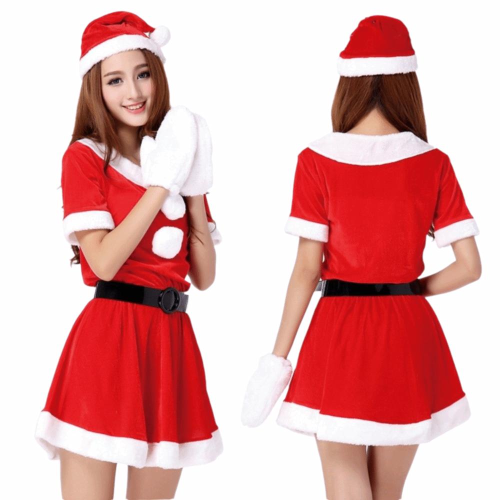 Gullfløyel Julekjole Julenissen Juleopptredenskostyme Fancy Festkjole Nattklubb Bar