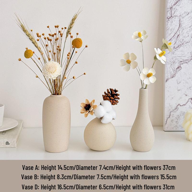 Cream Style Decorative Vases for Living Room, Bedroom, or TV Cabinet with Dried Flowers