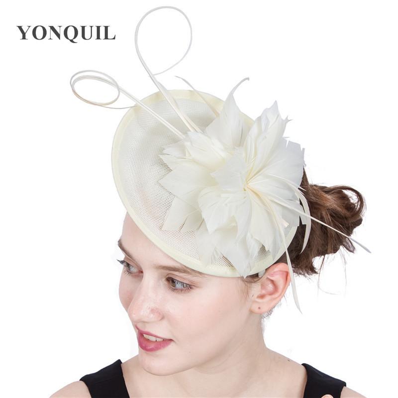 Royal Blue Boutique Banquet Mesh Top Hat Imitation Hemp Headgear Bridal Wedding Dress Mesh Feather