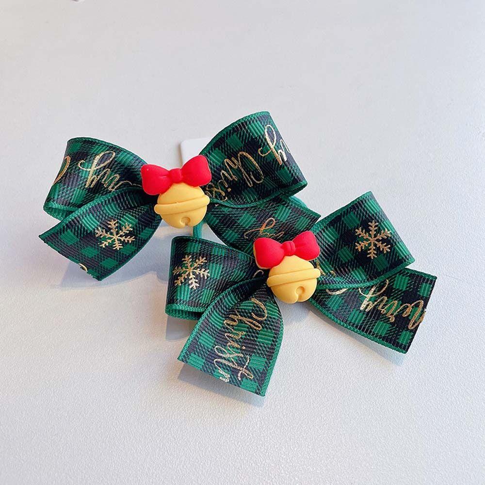 Bells Santa Claus Kids Hair Band Christmas Hair Ring Bow Rubber Band Christmas Hair Rope