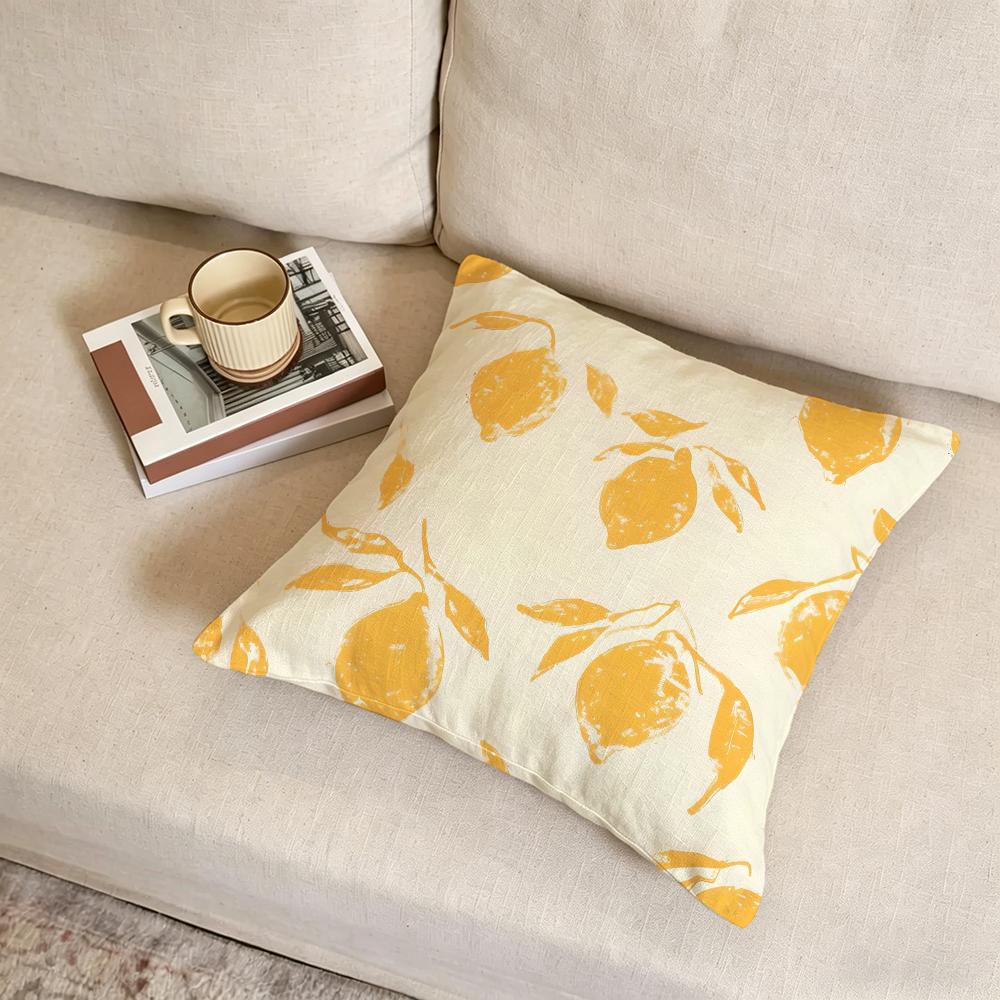 Y-Yellow Lemon Cushion Cover Fabric Soft Furnishing,Pillowcase, Cushion Cover, Sofa Pillow, Home Decoration