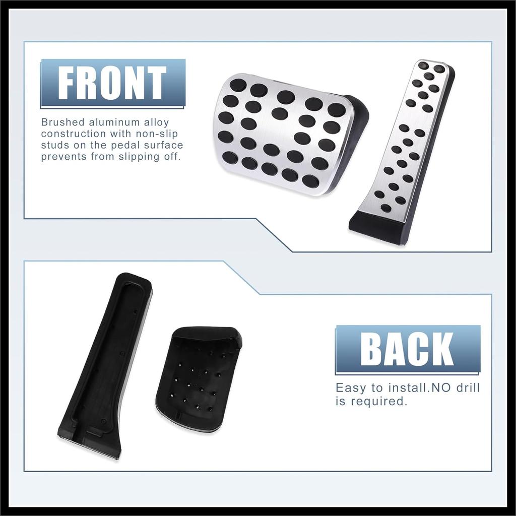2pcs Aluminium Alloy Gas Accelerator Pedal Covers Brake Foot Pedal Pads for Mercedes-Benz C E S GLC GLE GLS CLS Class W205 W213 X253 W167 Silver Tone