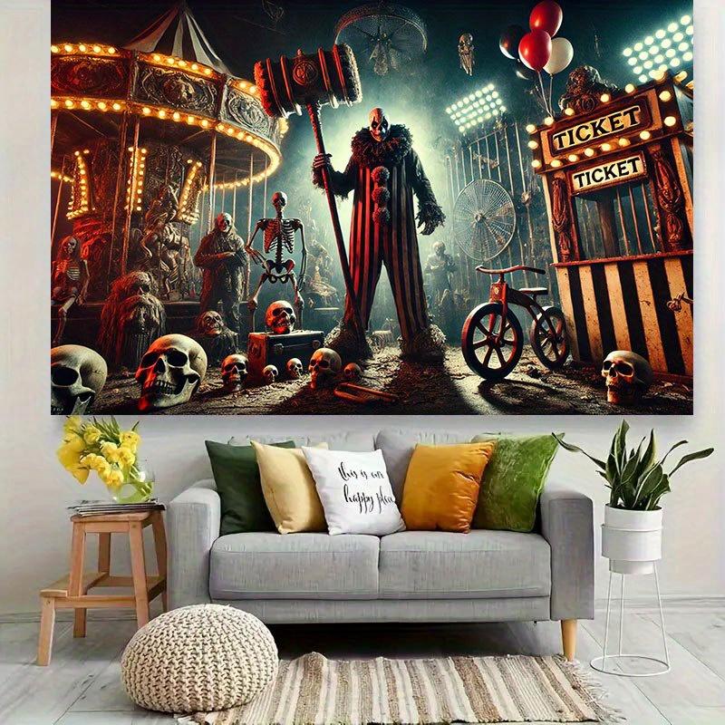 Polyester material horror carnival background banner - A colorful and eerie photography background
