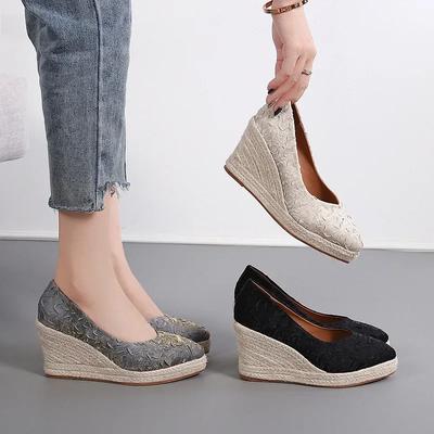 High Heels Women Wedges Shoes Elegant Ladies Party Shoes Brand Pumps Retro Spring Autumn Woman's Platform Wedge Heel 8cm