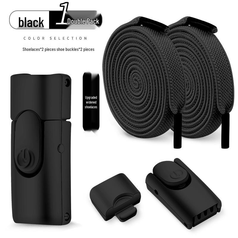 No-Tie Elastic Flat Shoelaces with Metal Buckle for Men & Women