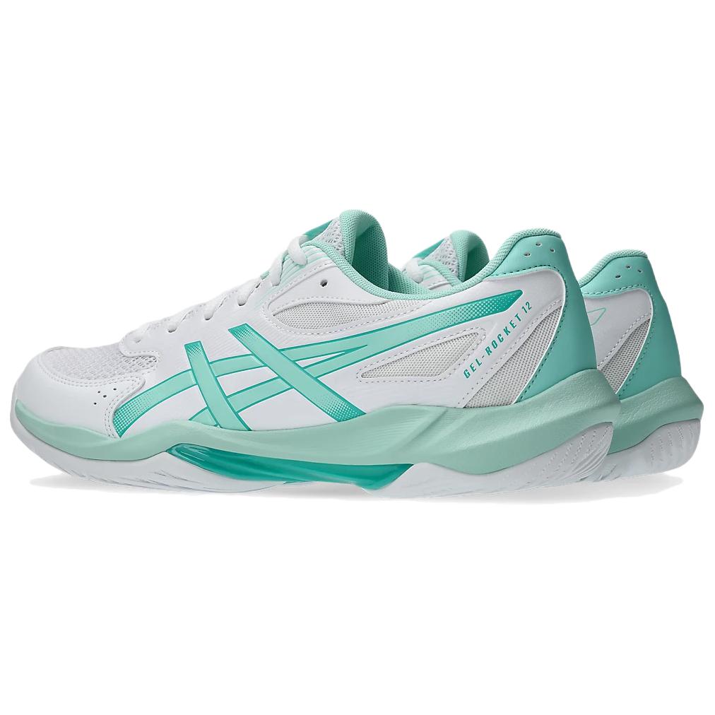 ASICS GEL ROCKET 12 Artificial Leather Comfortable Support Volleyball Shoes Unisex White Green 1073A080-104