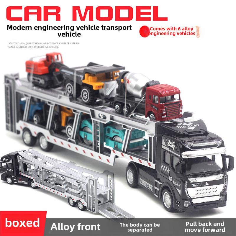 Grenzüberschreitendes Legierungs-Großes Baustellenfahrzeug Transport-LKW Sattelzugmaschine Modell Spielzeug für Jungen mit englischer Verpackung