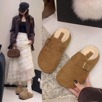 Women's Baotou Lightweight and Comfortable a Footstirrup Heightening Winter Warm Cold Padded Non-slip Wear-resistant Leisure Cotton Slippers
