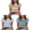 Casual Striped T Shirt For Women With Polyester Fabric Summer Comfort For Daily Wear