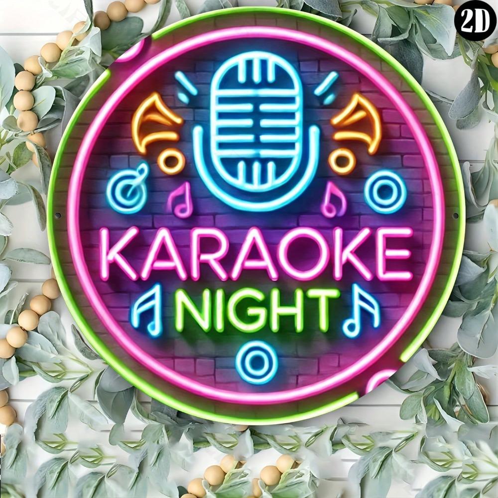 Karaoke Natt Rund Metall Väggdekor Kök Sovrum Vardagsrum Trädgård