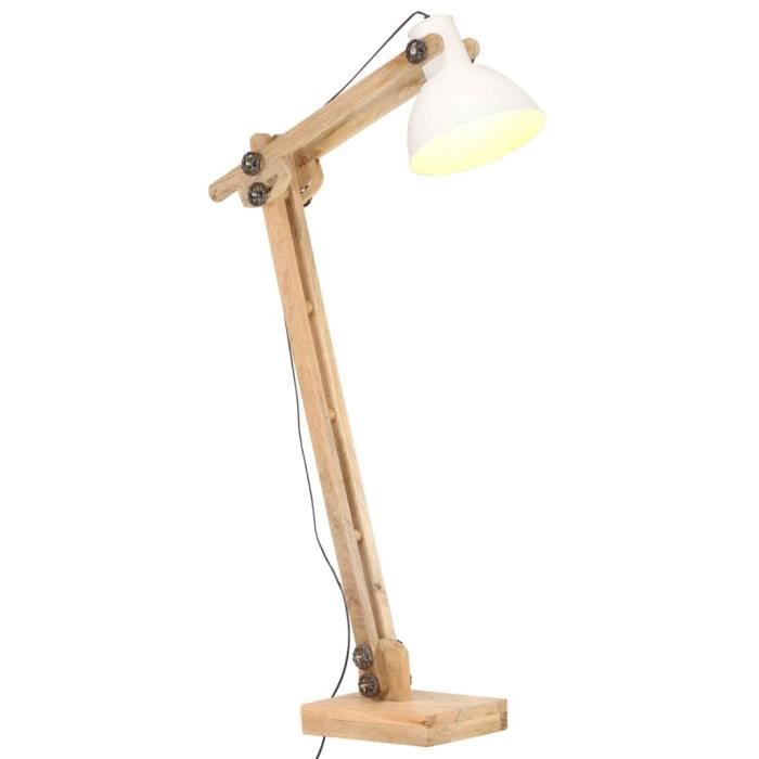 VidaXL Lampadaire Blanc Bois de manguier massif E27
