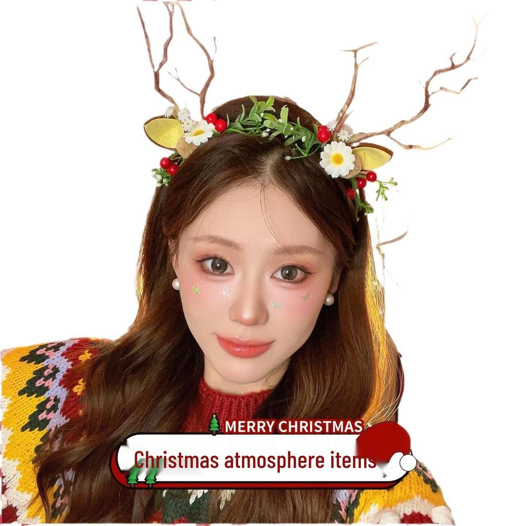 Cute Reindeer Antlers Christmas Headband - Festive Forest Style