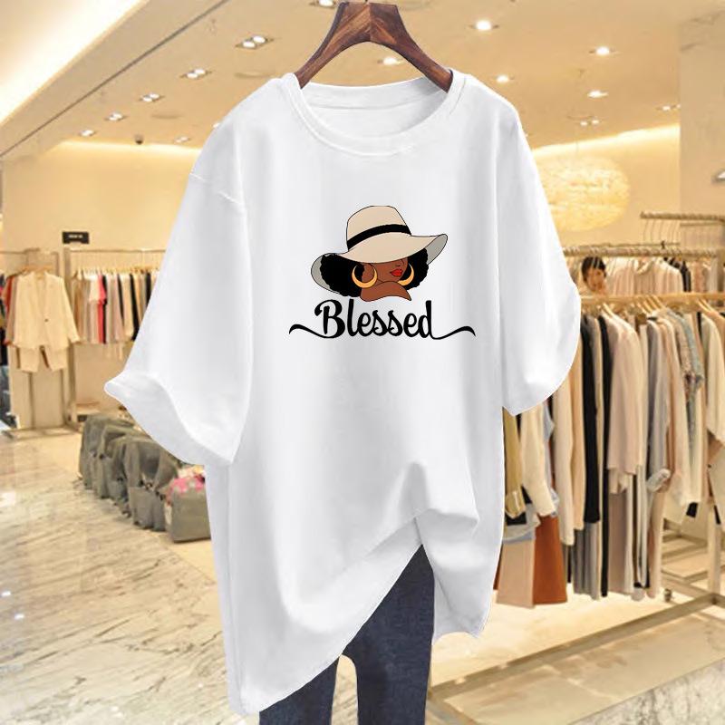 

2025 Summer Print Round Neck Loose Plus Size Women s T-shirt 3XL