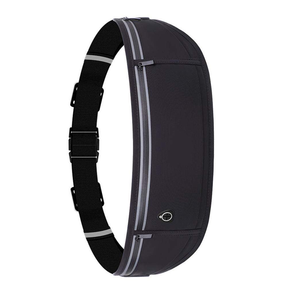 Waist Bag Nylon Large Capacity Waterproof Elastic Lightweight Fanny Pack for Fitness Sports Exercise Black