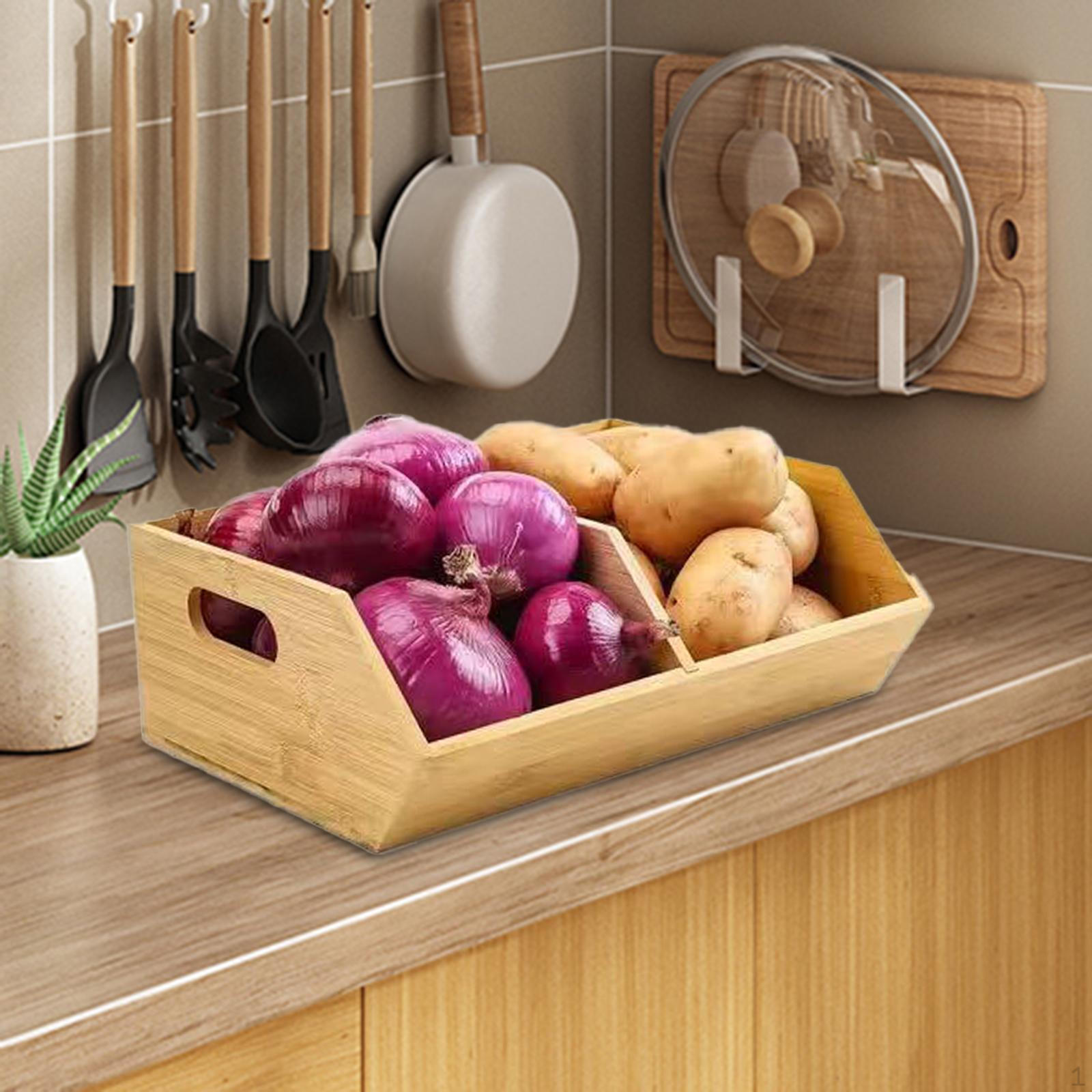 

Бамбуковый контейнер для хранения Кухонная организация Экономия места Многофункциональный Деревенский Стойка для фруктов и овощей