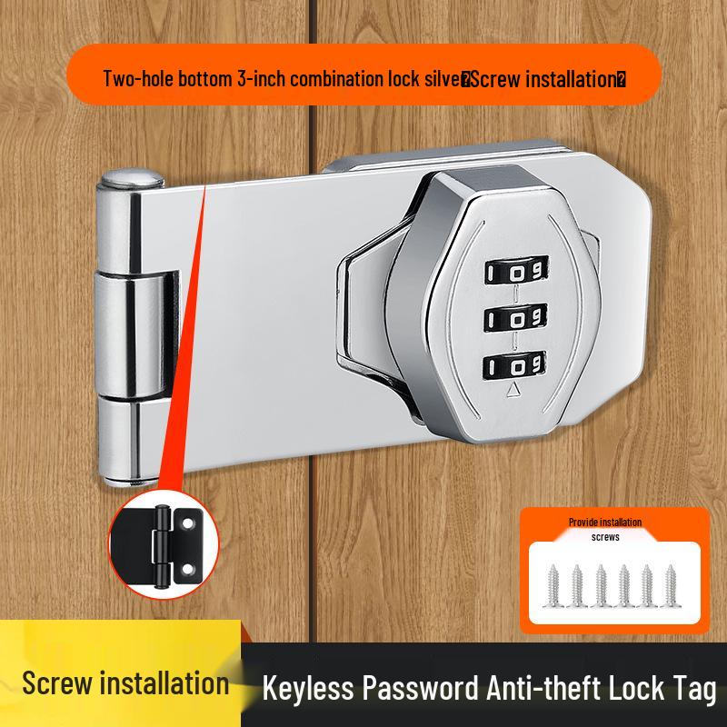 No-Drill Combination Lock for Cabinets, Drawers, and Refrigerators - Anti-Theft Double Door File Latch