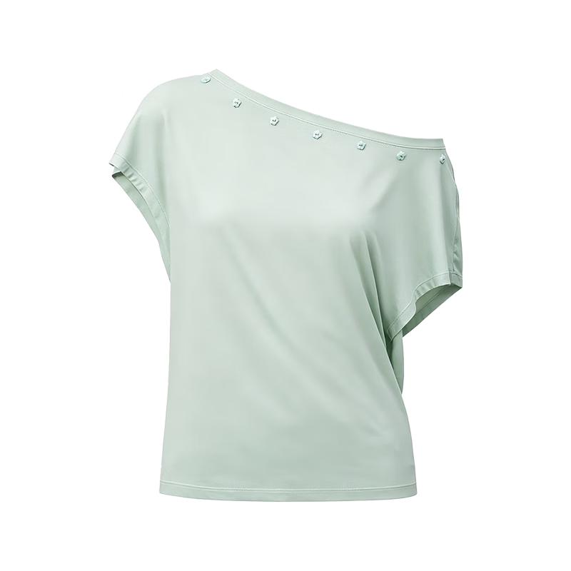 GREEN BELT Asymmetrical Shoulder Modal T-Shirt Two-Piece Set L