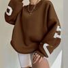 Women Casual Print Pullover Sweatshirt Stylish Loose Thick Long Sleeve Top