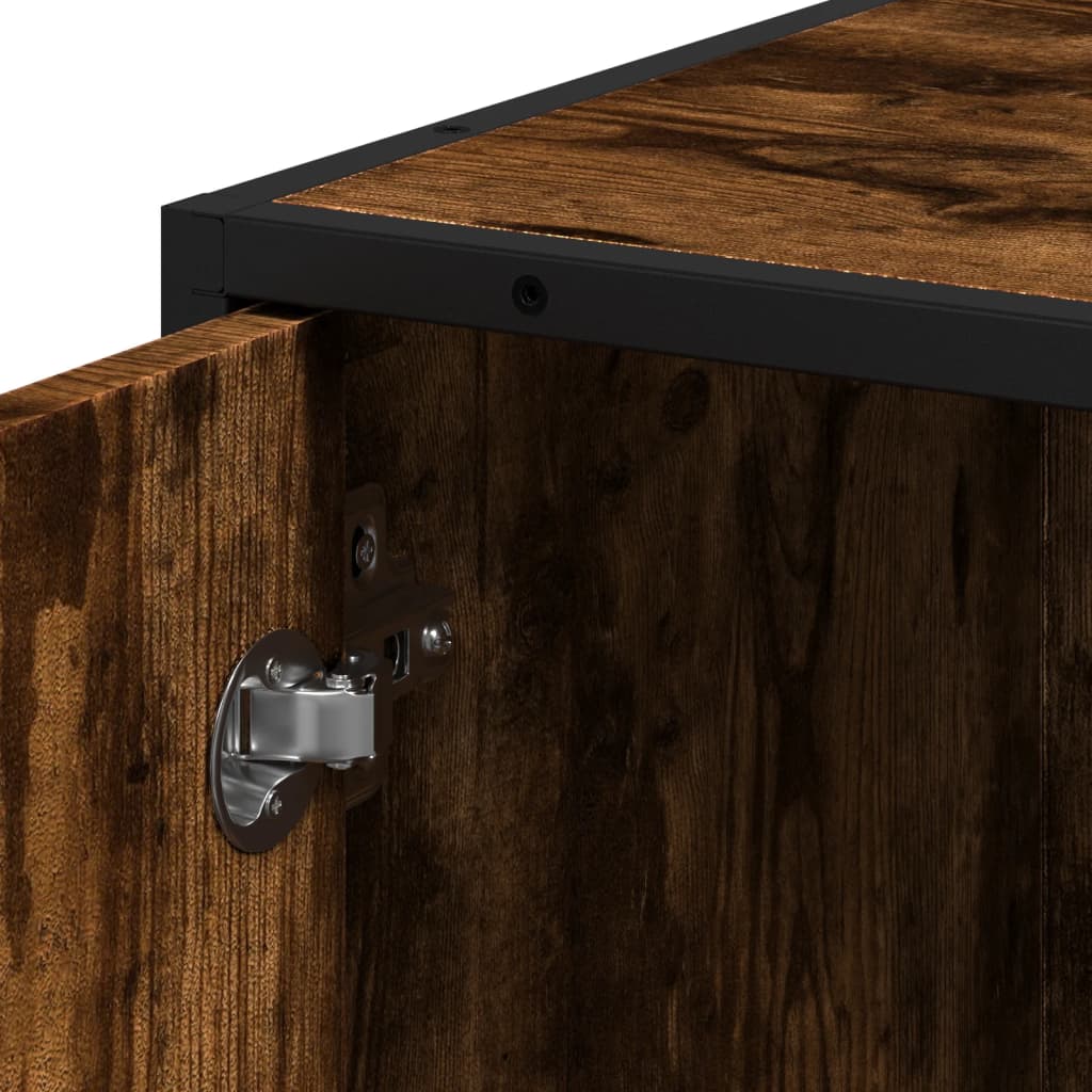 Bathroom Cabinet Smoked Oak Finish 35 x 37.5 x 188.5 cm Particleboard & Metal