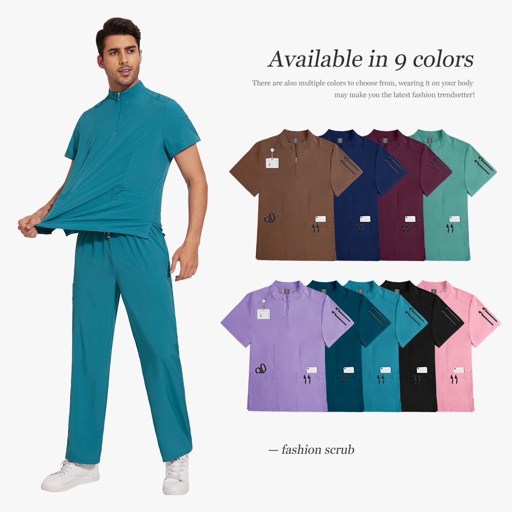Schwarze Scrub Uniform Krankenschwester Krankenhaus Herren Medizinische Uniformen Scrubs Pflege Set Klinik Spa und Kosmetikstudio Damen Scrub Set