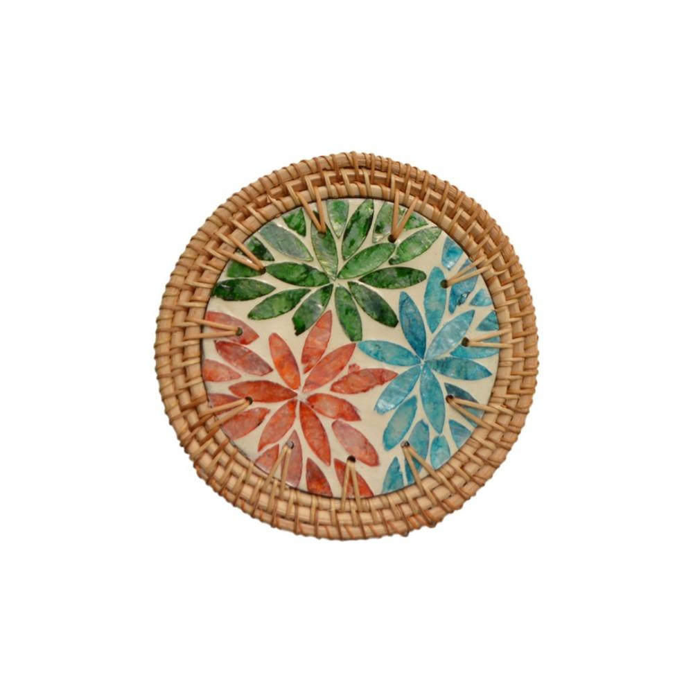 Woven Texture Rattan Weaving Coaster Handwoven Heat Insulation Pad Shell Mats Restaurant S-Style H