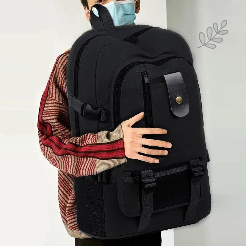 Men's Durable Canvas Tool Backpack - Large Capacity, Wear-Resistant, Multi-Use for Work or Travel.