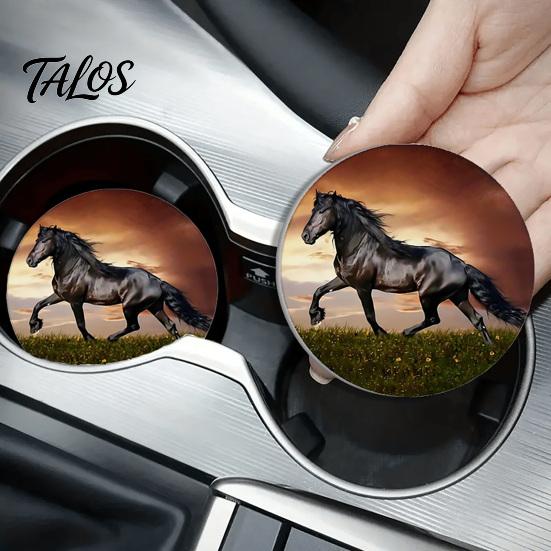 Spill-proof Car Coaster 2PCS Coasters, Easy Clean Round Cup Holder, Wear-Resistant Accessory Decorative for Desktop Home Bar Kitchen Travel