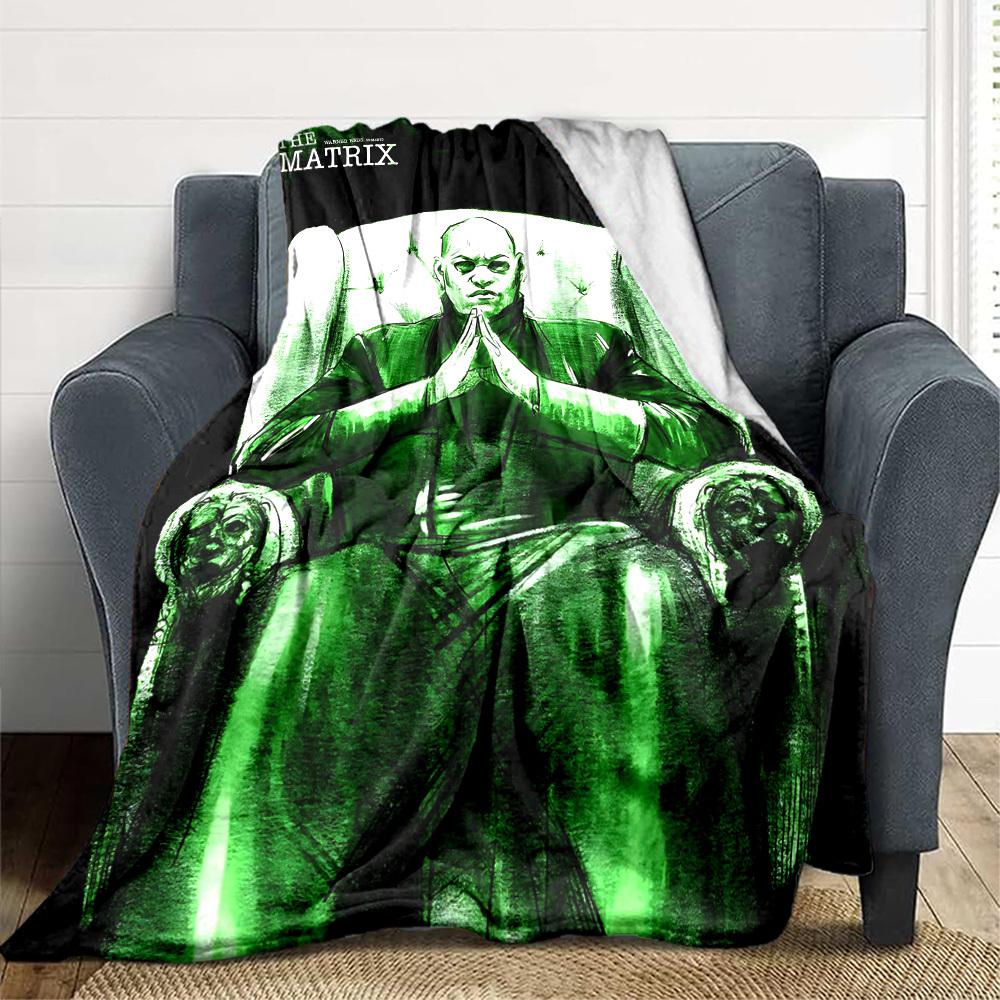 1pc The Matrix Flannel Throw Blanket - HD Printed Lightweight Soft Warm All-Season Blanket for Sofa, Bed, Travel, Camping 004