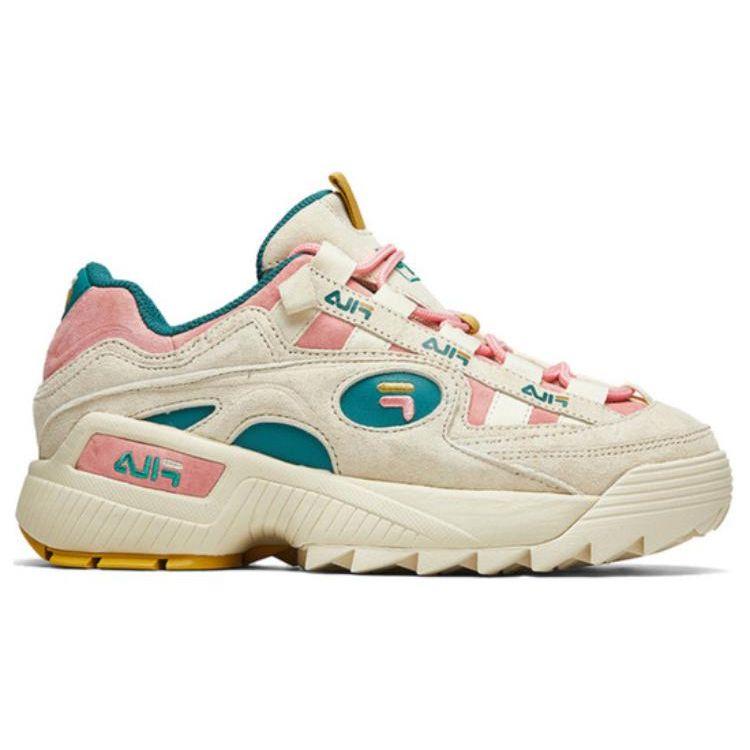 Fila D-Formation Retro Training Fabric Low-Top Marathon Running Shoes Women Sneaker White Green Pink F52W011402FAF
