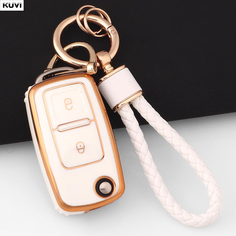 Coque de protection en TPU à 2 boutons pour clé de voiture Pour VW Volkswagen Amarok Polo Golf 4 5 6 MK4 Bora Jetta Altea Alhambra Passat B5 B6 B7