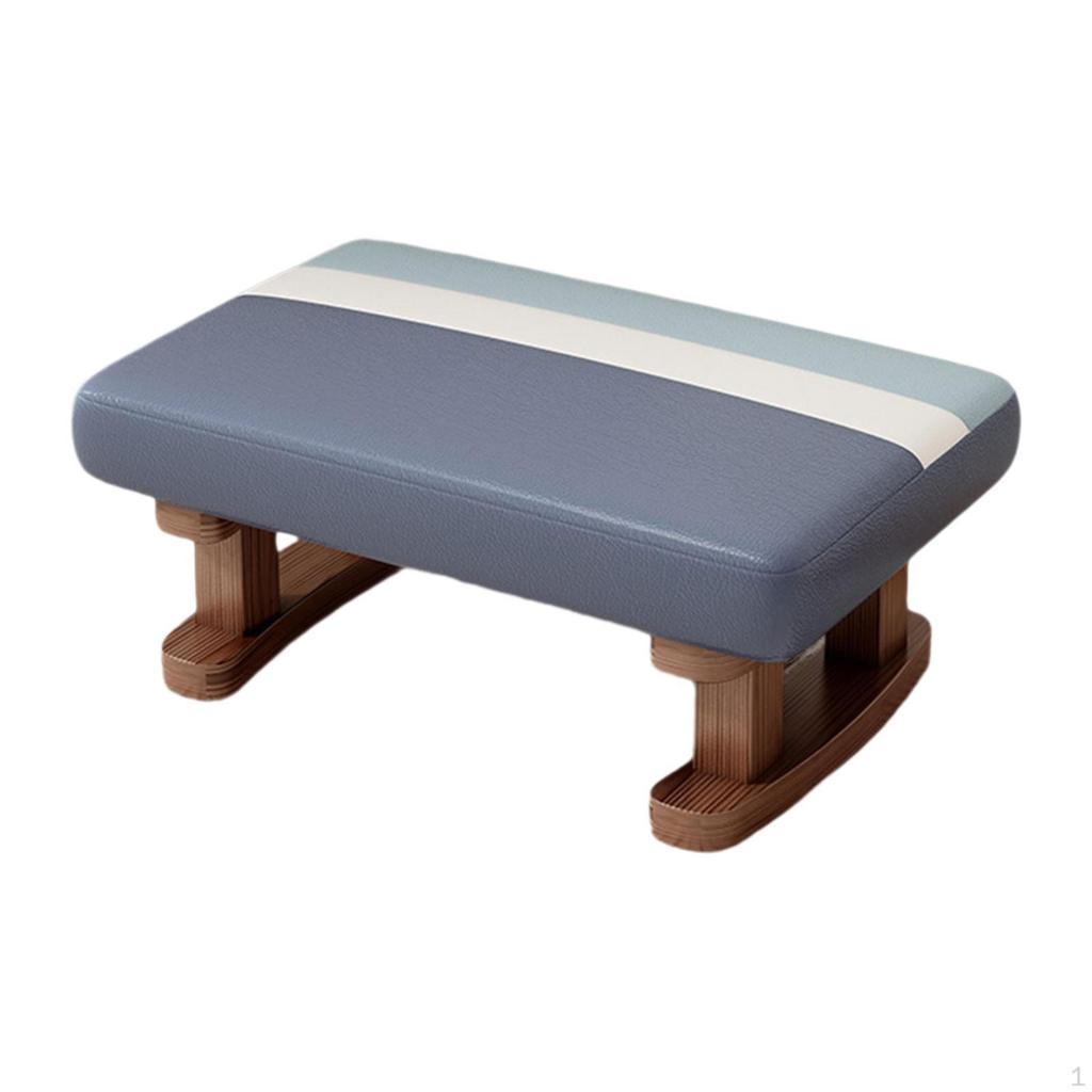 Fußstütze mit Holzbeinen, Kleiner niedriger Hocker, Gepolsterter Fußhocker für Büro, Bett, Schreibtisch, Wohnen, Essen
