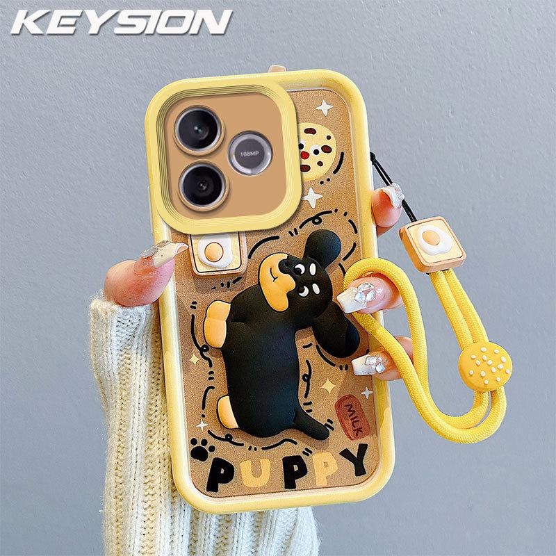 KEYSION Shockproof Case for HONOR X5c Plus with Lanyard Soft Silicone Cute 3D Cartoon Doll Phone Cover for Huawei Honor X5c