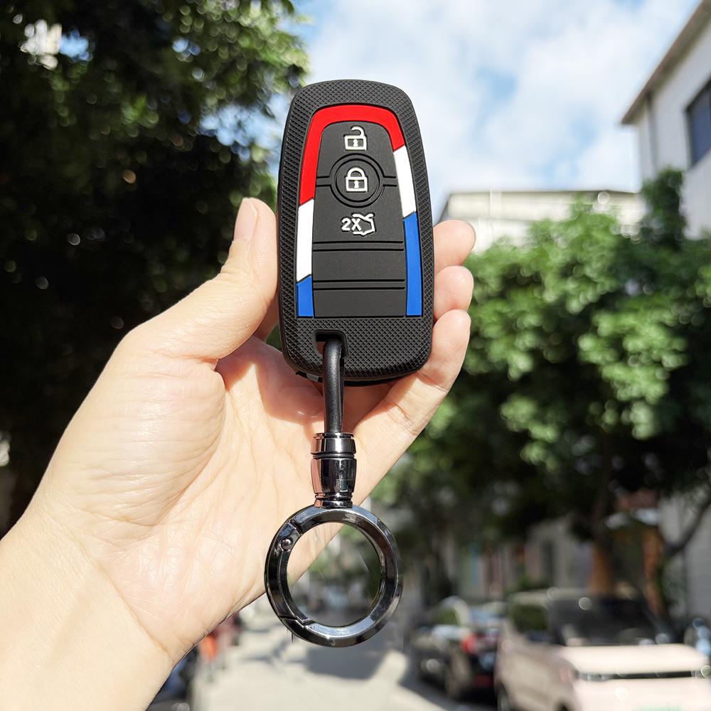 Soft Key Case For Ford F Series Fusion Escape Ranger Explorer Maverick Focus Edge Key Holder Keychain Accessories Car Key Caps