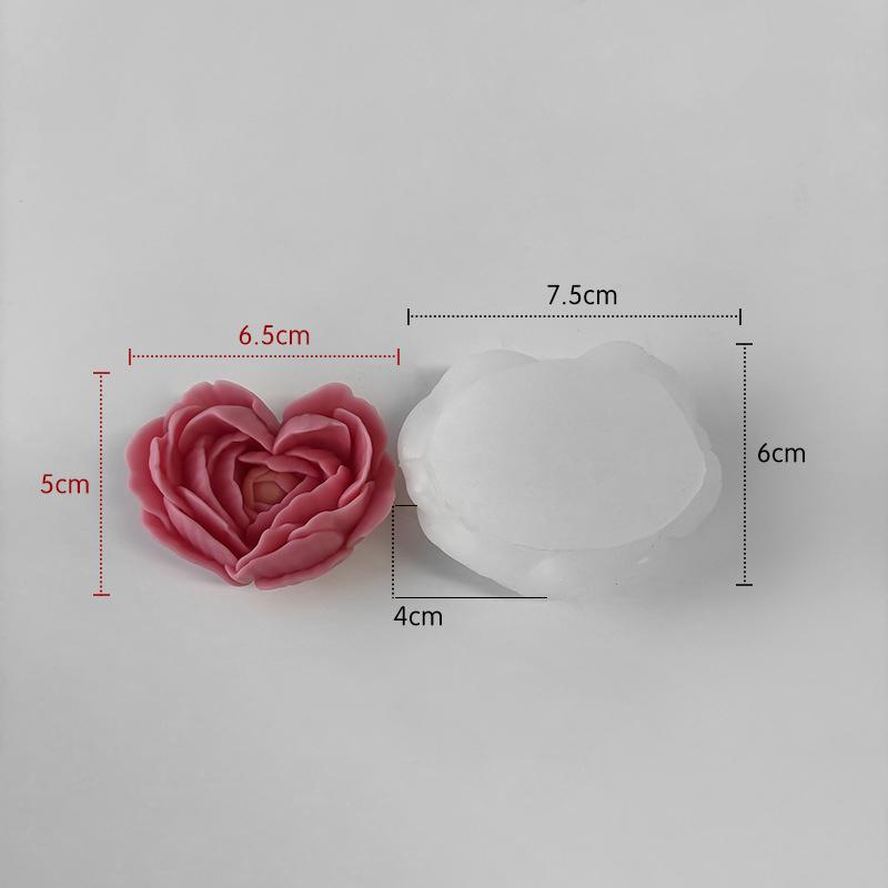 Heart Flowers Mold DIY Heart Shaped Roses Aromatherapy Candle Epoxy Resin Plaster Mould Handmade Soap Silicone Molds
