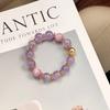 Handmade Natural Lavender Amethyst Kunzite Crystal Bracelet Women Single Strand Round Bead Elegant Versatile