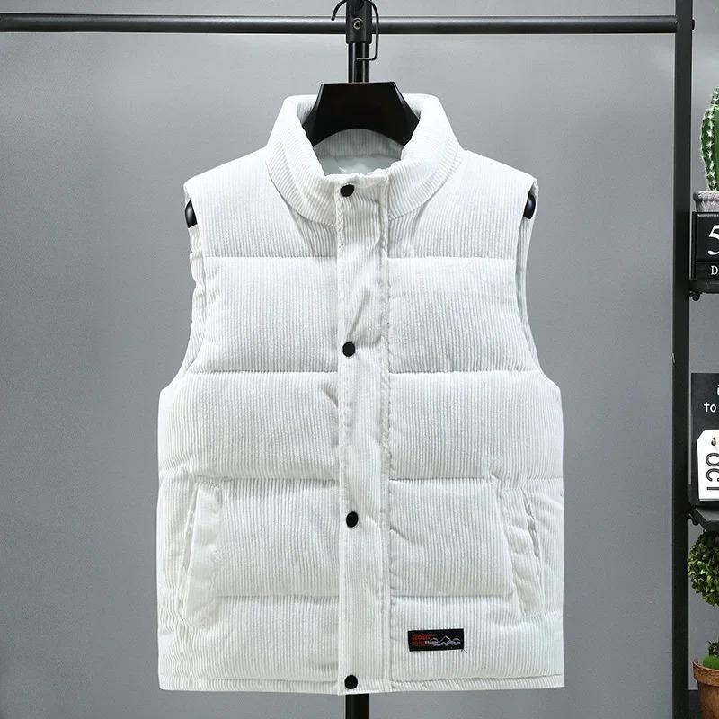 New Vest Jacket Autumn Winter Warm Coat Stand Collar Padded Waistcoat Corduroy Work Wear Male Clothes M-5XL Sleeveless Vest