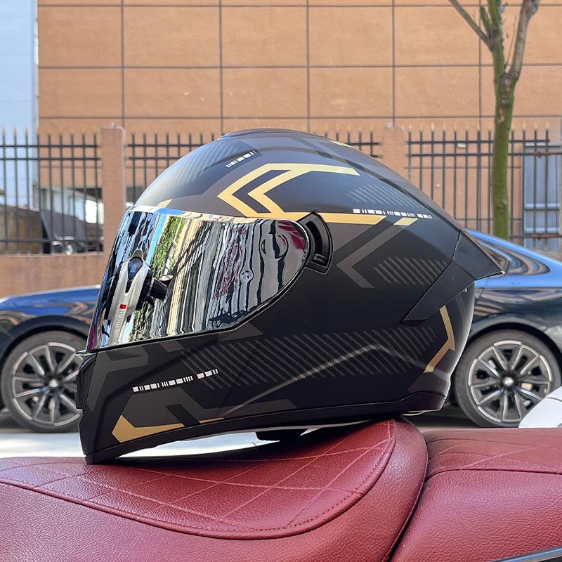 Imitation Street Car Helmet Men's Motorcycle 3C Electric Vehicle Full Helmet Autumn and Winter Knight Double Mirror Riding
