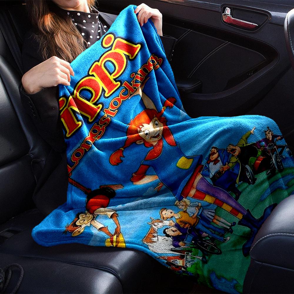 Coperta Stampata a Tema Pippi Calzelunghe - Perfetta per Divano, Letto, Viaggi e Uso all'Aperto | Lavabile in Lavatrice, Accogliente e Durevole.