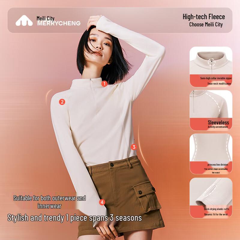 Meilicheng Women s Half-Zip Fleece Warm Top 002 M